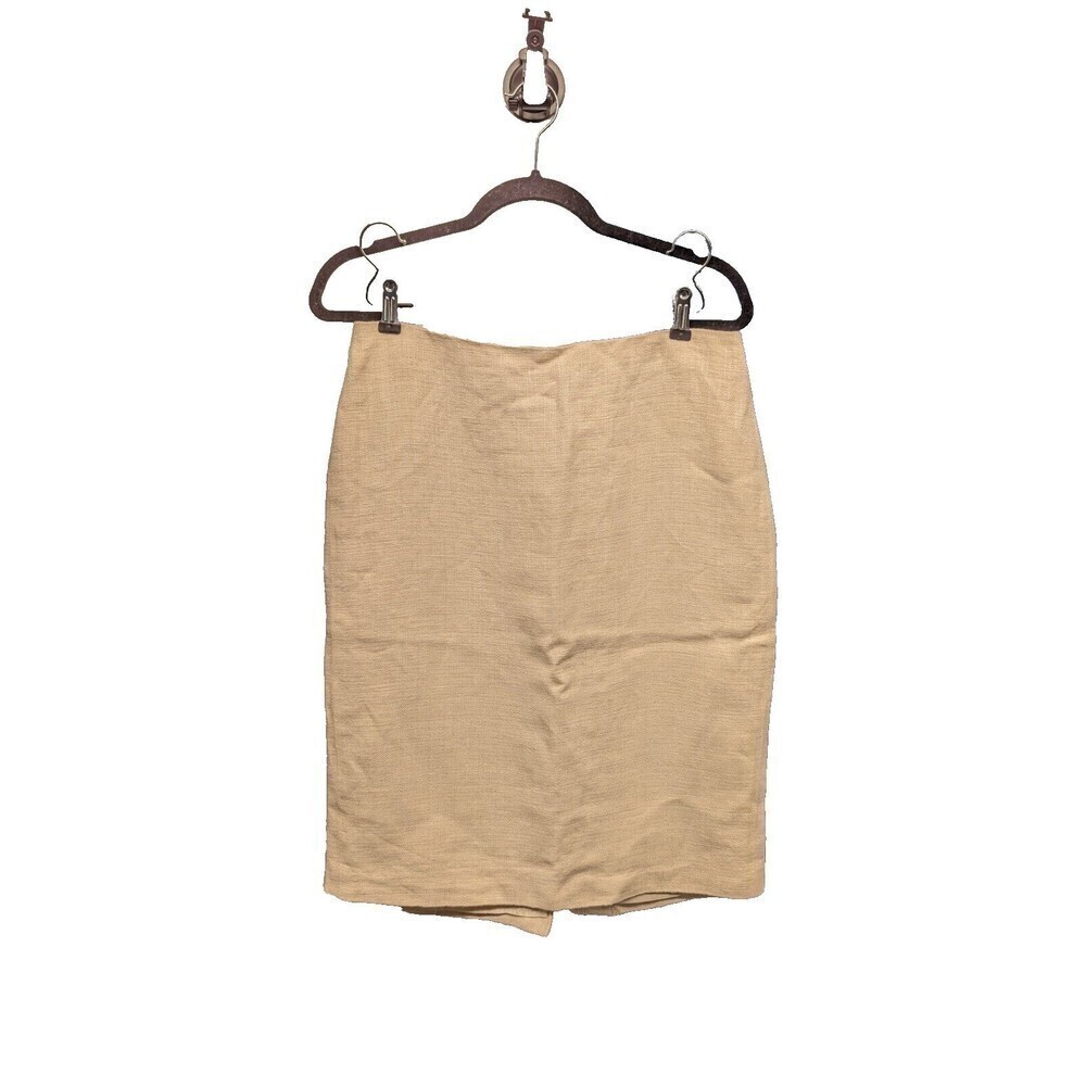 Max Mara Tweed Woven Pencil Back Zip Split Cream Pencil Skirt Size 44‎ Italy